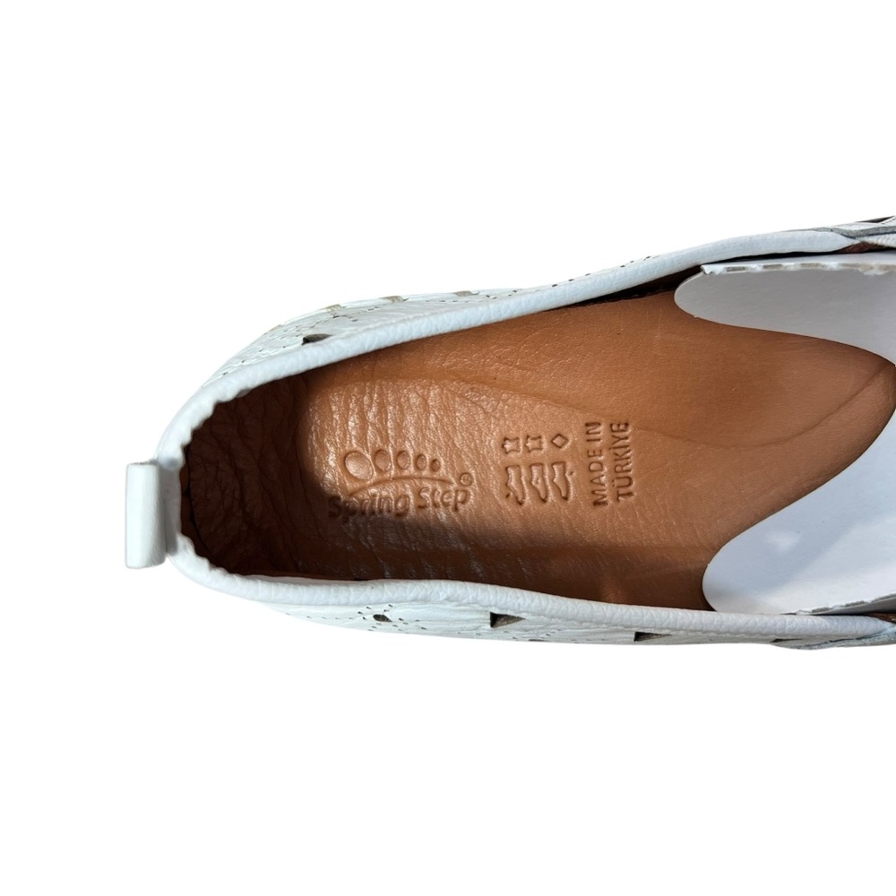 Spring Step Fusaro White Leather Laser Cut Women’s Flats - Picture 5 of 8